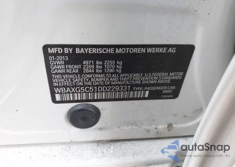 2013 BMW 528I z USA, uszkodzony, nr VIN WBAXG5C51DD229331